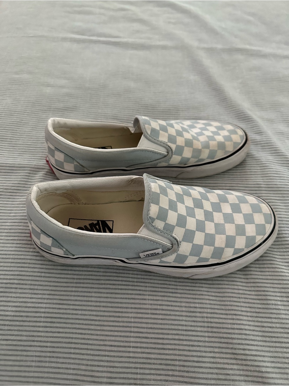 Vans Checkerboard Slip-On Sneakers in Light Blue & White - Picture 3 of 5